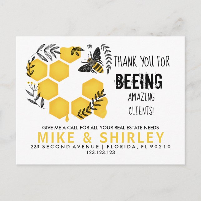 bee thank you Real estate Open House Pop by Announcement Postcard (Front)