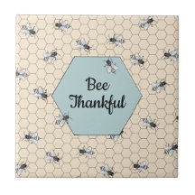 Bee Thankful Beehive Quote Turquoise
