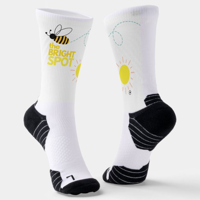 Bee the Bright Spot athletic crew socks (Angled)