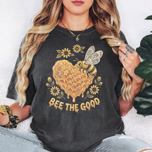Bee The Good Honeycomb Heart Bee Flower T-Shirt