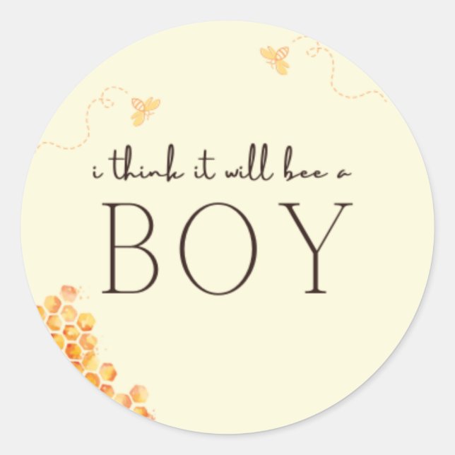 Bee Theme Gender Reveal Sticker (BOY) (Front)