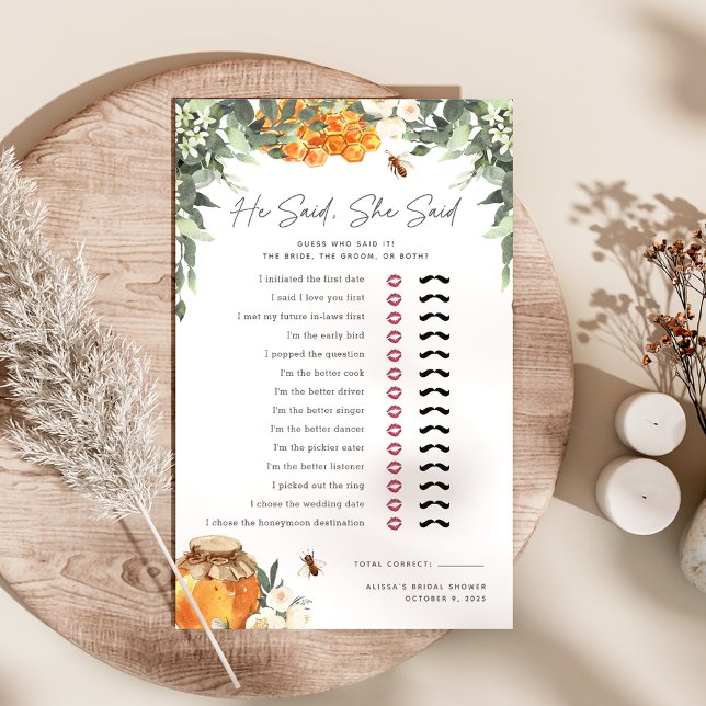 Bee Theme He Said She Said Bridal Shower Game (Creator Uploaded)