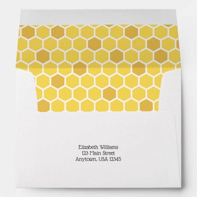 Bee Theme Honeycomb Return Address Envelope (Back (Bottom))
