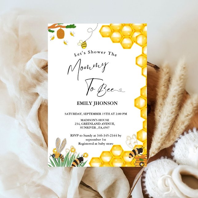 Bee theme  Shower  the Mummy to  bee baby shower Invitation (Creator Uploaded)
