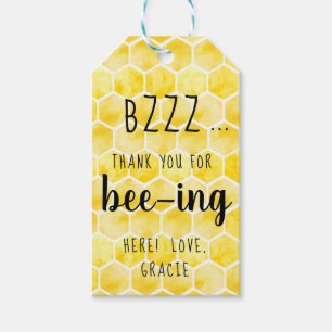 Bee Theme Thanks for beeing here Bzzz Yellow Black Gift Tags
