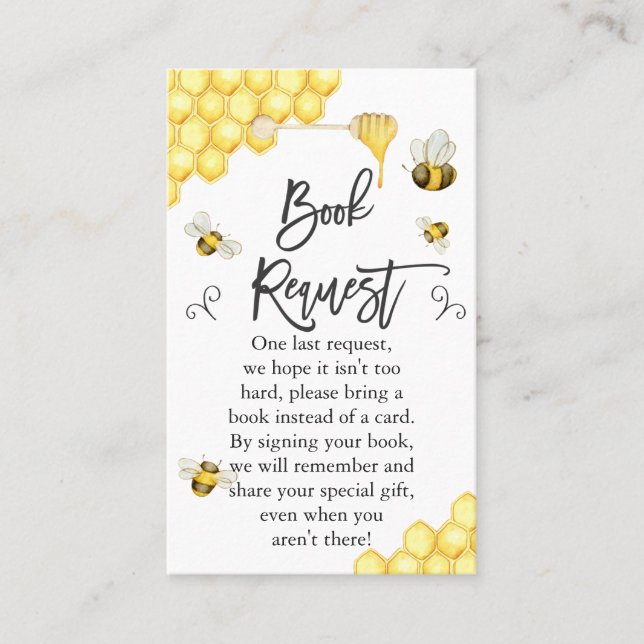 Bee Themed Baby Shower Book Request Insert (Front)