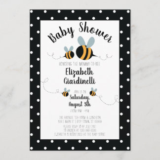 Bee themed Baby Shower Invitations - Polka Dots