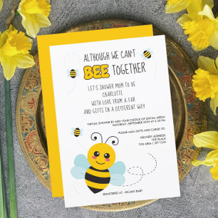 Bee Themed  Cant Be Together Baby Shower by Mail Invitation