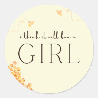 Bee Themed Gender Reveal Party Sticker (GIRL)