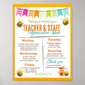 Bee themed Teacher Appreciation Week template Poster