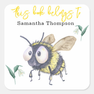 Bee - this book belongs to square sticker