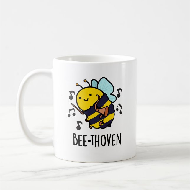 Bee-thoven Funny Music Bee Pun  Coffee Mug (Left)