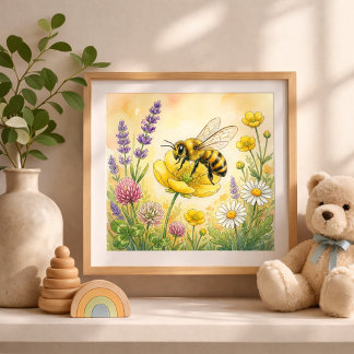 Bee Tiny Insects Nursery Poster