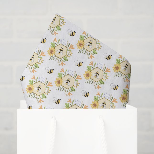 Bee Tissue Paper, Bumblebee Decoupage Paper (Gift Bag)