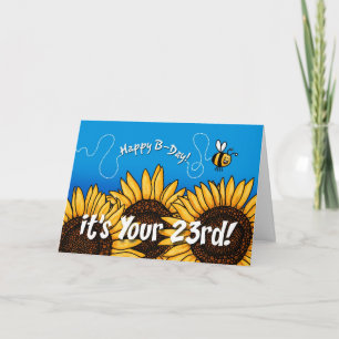 bee trail sunflower - 23 years old card