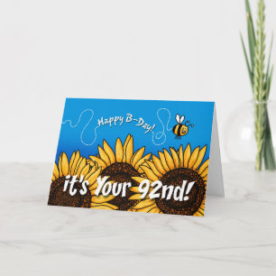bee trail sunflower - 92 years old card