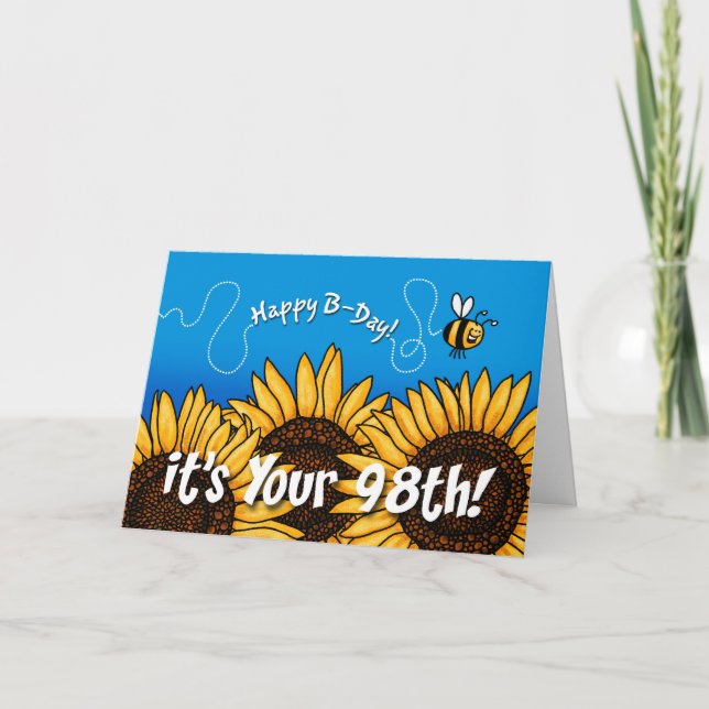 bee trail sunflower - 98 years old card (Front)