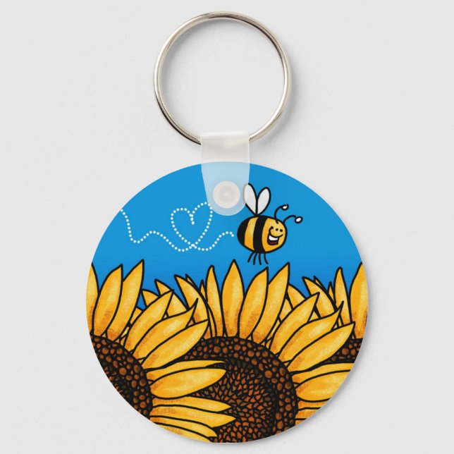 bee trail sunflower keychain (Front)