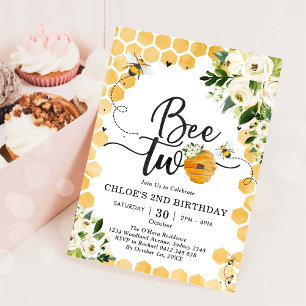 Bee Two Honey Bee 2nd Birthday Invitation