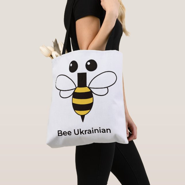Bee Ukrainian Cute Minimalist Bee Tote Bag (Close Up)