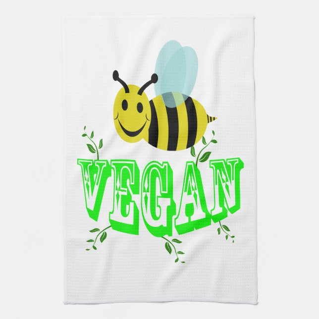 bee vegan tea towel (Vertical)