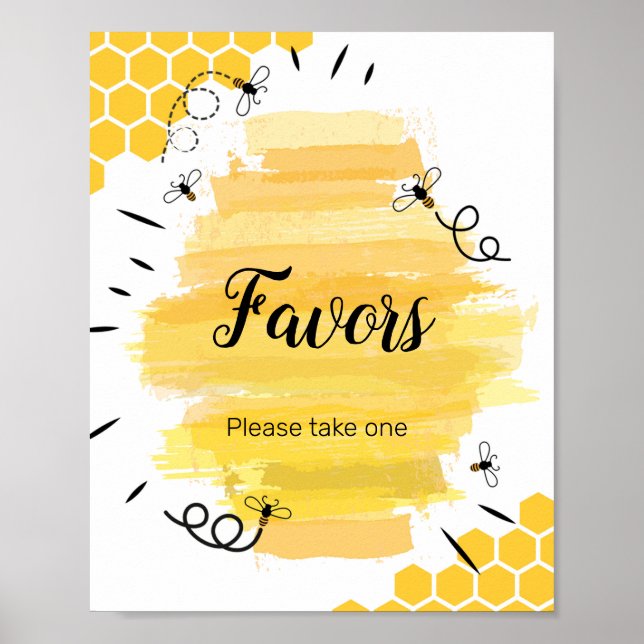 Bee Watercolor Favour Sign (Front)