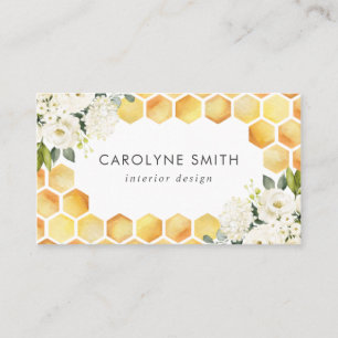 Bee Watercolor Floral Business Card