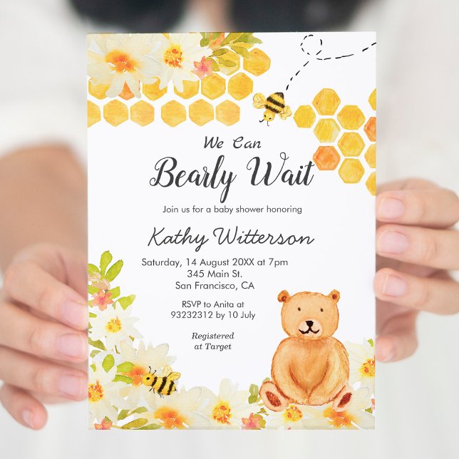 Bee We can bearly wait baby shower Invitation (Creator Uploaded)
