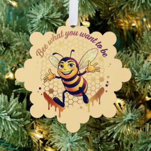 Bee What You Want to Be – Cute Honey Bee  Tree Decoration Card