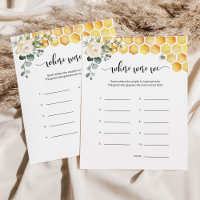 Bee where were we bridal shower game