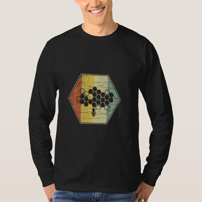 Bee Whisperer Honeycomb  Retro Bee Hive Beekeeper  T-Shirt (Front)