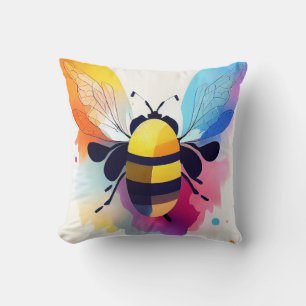 Bee Wild Nature Animal Color Art Painting Cushion