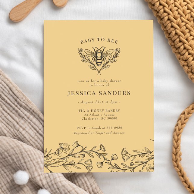 Bee Wildflower Baby Shower Invitation (Creator Uploaded)