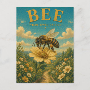 Bee Wildflower Garden Watercolor GeoSaga Postcard