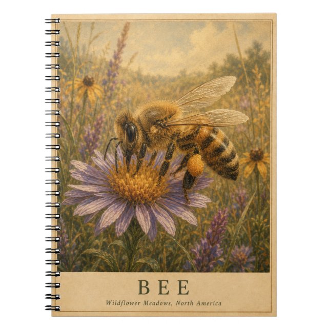 Bee Wildflower Meadows VINTAGE Notebook (Front)
