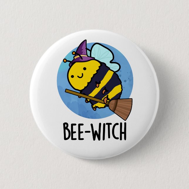 Bee-witch Funny Bee Pun  6 Cm Round Badge (Front)