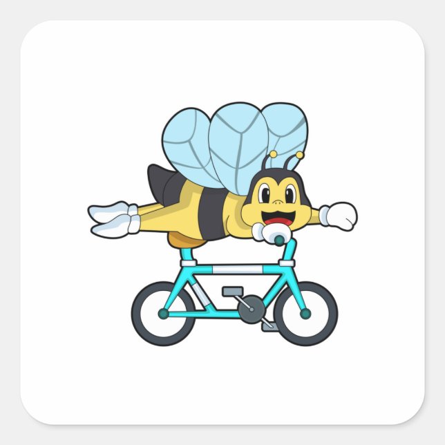 Bee with Bicycle Square Sticker (Front)