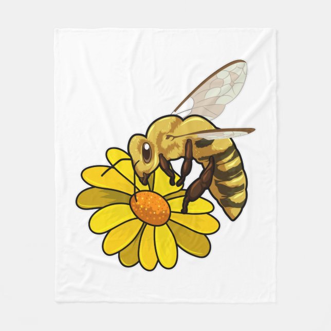 Bee with Blossom Fleece Blanket (Front)