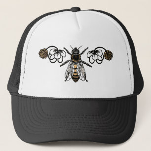 bee with clover trucker hat