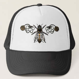 bee with clover trucker hat