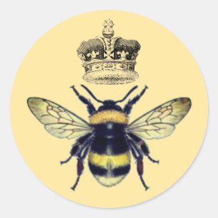 Bee With Crown Apiary Honey Classic Round Sticker