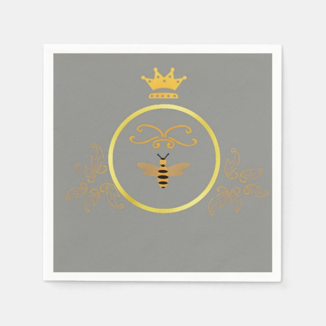 Bee with Crown Paper Napkins (Front)