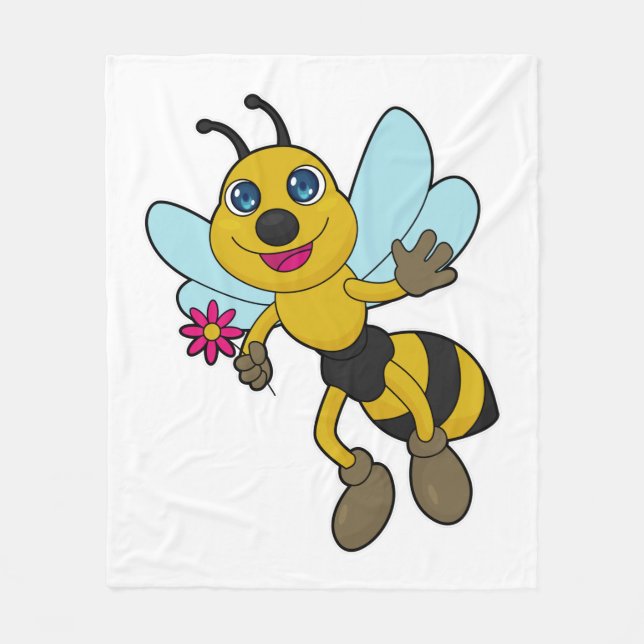 Bee with Flower Fleece Blanket (Front)