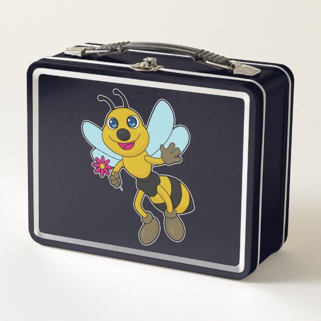 Bee with Flower Metal Lunch Box (Front)