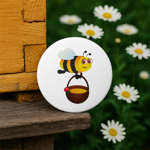 Bee With Honey  7.5 Cm Round Badge