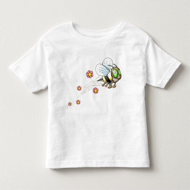 Bee with Pink Flowers Toddler T-Shirt (Front)