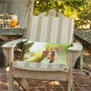 Bee with Pollen Flower Pillow Outdoor