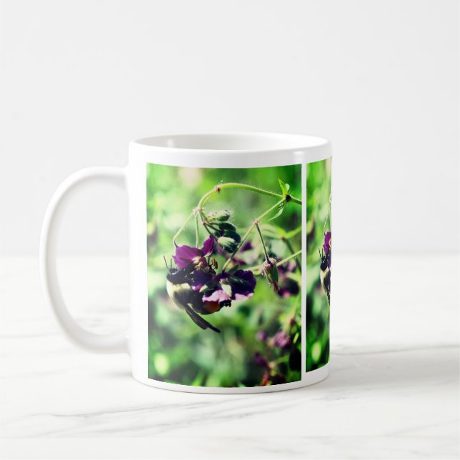 Bee With Pollen On Flower  Coffee Mug (Left)