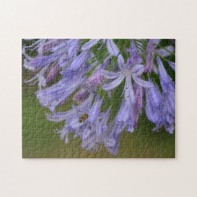 Bee With Purple Blue Lily Flowers Puzzle (Horizontal)