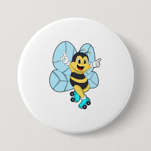 Bee with Roller skates 7.5 Cm Round Badge
